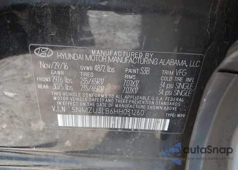 2017 Hyundai Santa Fe Sport 2.4L из США, поврежденный, VIN 5NMZU3LB6HH031260